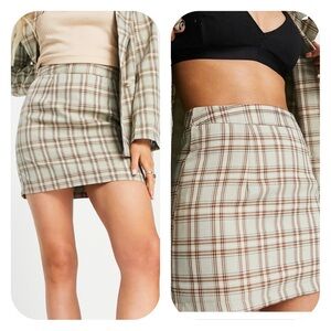 Heartbreak XS sage plaid tailored mini skirt
